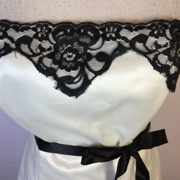 Vintage Jessica McClintock Gunne Sax Strapless Dress Size 7/8 Womans Ivory Satin - Picture 6 of 16